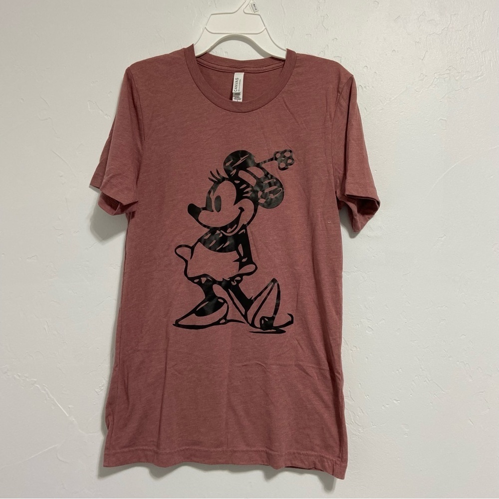Canvas Bella + Canvas Women's Small Pink Minnie Mouse T Shirt Short Sleeve